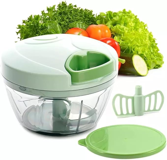 Manual Pull-Cord Vegetable Chopper – 2 Cup Mini Food Processor – Color Variations (Mint Green)