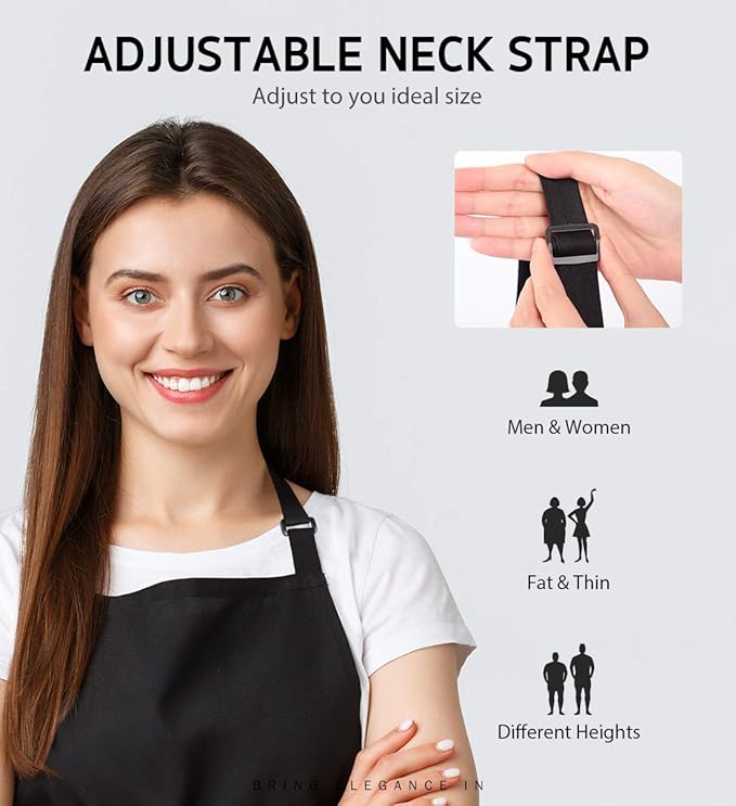 Syntus 4 Pack Adjustable Bib Apron with 2 Pockets Cooking Kitchen Aprons for Women Men Chef