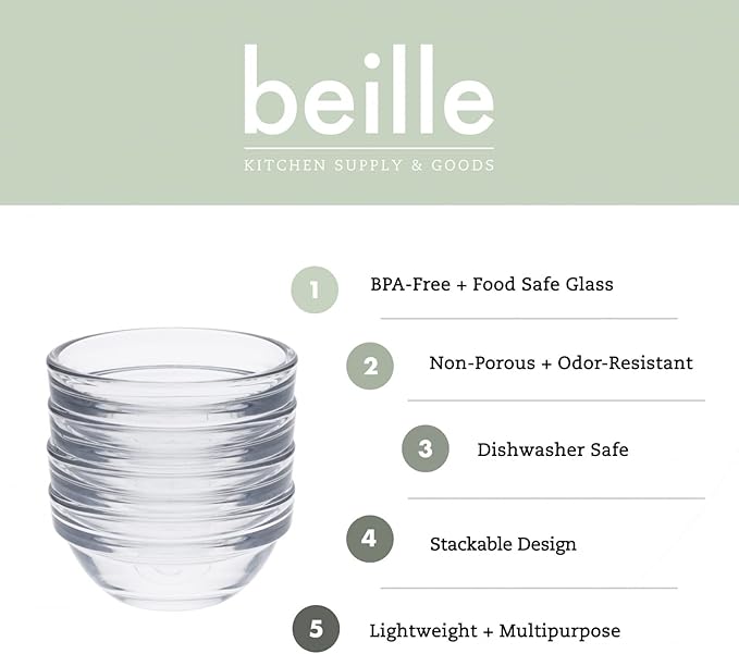 Beille 2 Inch Mini Glass Pinch Bowl Kitchen Essential, 4pc