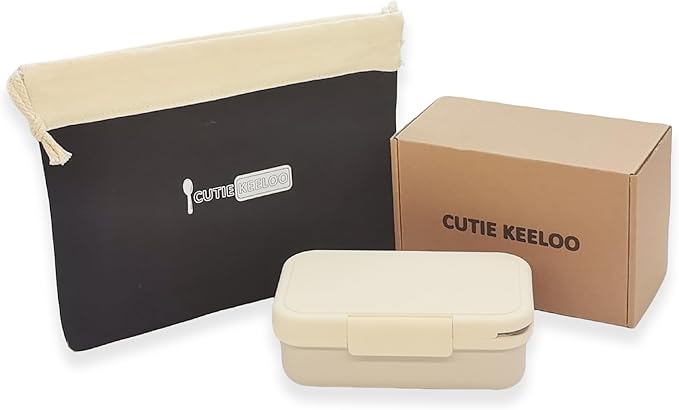 Stainless Steel Small Bento Box for Adults - Leakproof Microwave Safe Lunch Box for Work, Meal Prep and On the Go with Utensils & Bag (White), Compact-Sized for Moderate Appetites
