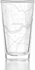 Well Told Engraved Cincinnati Ohio Map Pint Glass, Etched Beer Gift (16 oz, Clear) City Map Pint, Custom City Glassware, Gifts For Beer Lovers