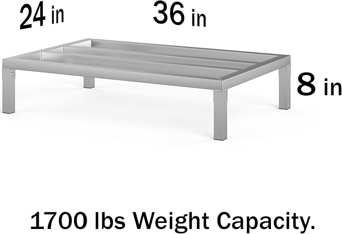 36" Long x 24" Wide | Height: 8" Off The Floor Aluminum Dunnage Rack | Storage in Restaurant, Kitchens and Garages and More!
