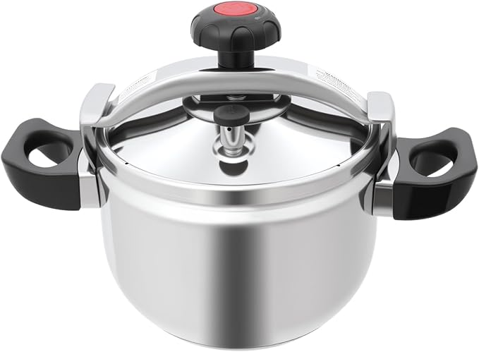 7L Stainless Steel Pressure Cooker, 60Kpa High Pressure Cooker with Safety Valve & Pressure Release, 201 Stainless Steel Cooking Pot for Induction, Gas, Electric Stoves, Home & Restaurant Use