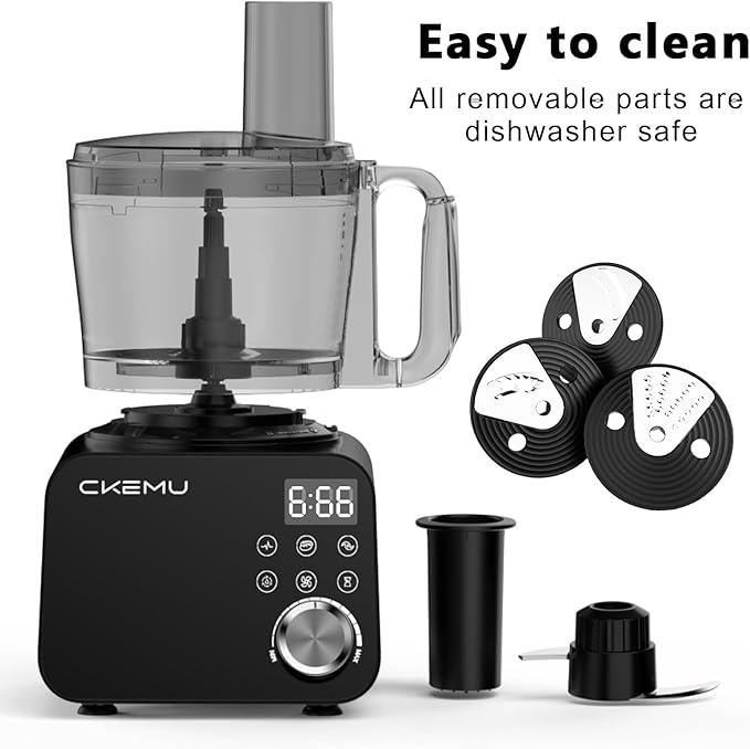 Smart Food Processor and Vegetable Chopper, 6 Automatic Functions, BPA Free, Stainless Steel Blades, 12 Cup Bowl, 600-Watt Motor, Black