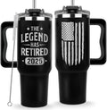 Retirement Gifts for Men 2025, The Legend Has Retired 2025 Tumbler 40Oz, Retirement Cup, Retired Gifts for Men, Farewell Gift for Coworkers, Retiring Coffee Mug Ideas for Colleague, Boss
