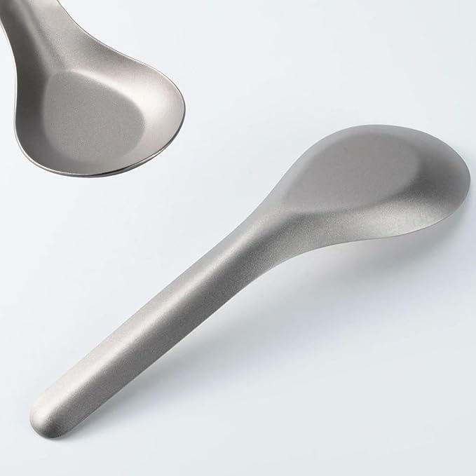 Flat-Bottomed Wide Head Soup Spoon, 5.7 in Pure Titanium Spoon for Coffee, Tea, Dessert, Stirring, Bar, Kitchen, Gift for Lovers, Korean Style, Lightweight & Safe