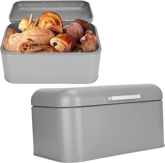 Large Bread Box,Iron Bread Box with Lid,Metal Bread Storage Bin,Bread Keeper Container,Bread Containers Storage,Modern Solid Color Retro Style,for Kitchen Counter