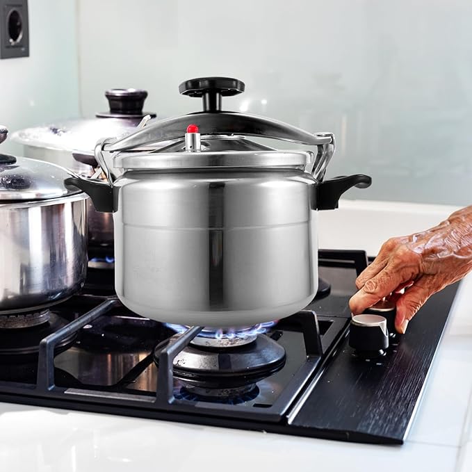Luxshiny Stainless Steel Pressure Cooker, Gas Stove Top Pressure Canner 7L Safety Aluminum Canning Pot Household Cooker Pot Induction Cookware Pot Silver