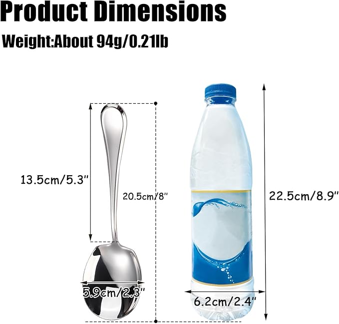 8'' Serving Spoons 18/10 Stainless Steel Buffet Serving Spoons,Dishwasher Safe,Pack of 2