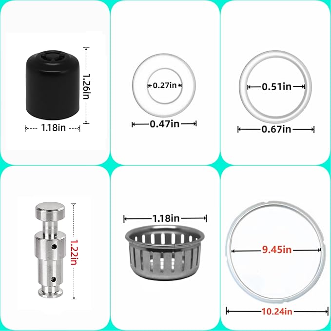 Replacement Parts for Instant Pot Duo/Duo Plus 8 Qt, Duo Nova 8 Quart and Ultra 80 8Qt, Include Steam Release Handle, Sealing Ring, Float Valve, Anti-Block Shield and Condensation Collector Cup