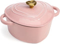 Paris Hilton Enameled Cast Iron Dutch Oven Heart-Shaped Pot with Lid, Dual Handles, Works on All Stovetops, Oven Safe to 500°F, 4-Quart, Pink