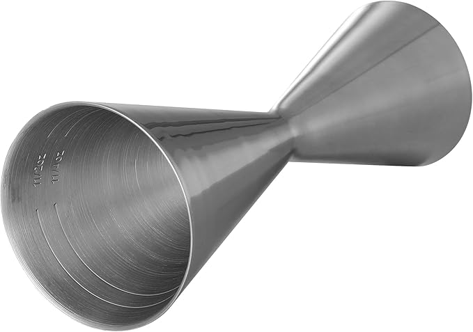 Double Cocktail Jigger Slim Style Measuring Jigger with Etched Pattern (Silver)