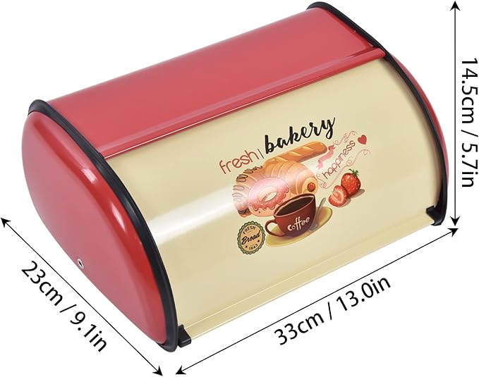 Yosoo Metal Bread Box, Multi Functions Saving Space Bread Holder Anti for Kitchen Countertop for Bakery(red)