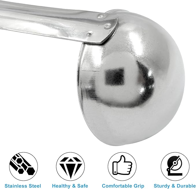 Piutouyar 3 Pcs 1 oz Soup Ladle Set, Stainless Steel Ladle with Long Hooked Handles Kitchen Cooking Serving Ladle Accessories for Cooking Soup Sauce Stews