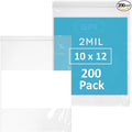 10" x 12" 1 Gallon Zip Bags, 2 Mil Thick Clear Plastic Reclosable Zipper Lock Bags with Write-on White Block, with Resealable Zip Top Lock for Food Storage, A4 Letter Size Paper, 200 Count