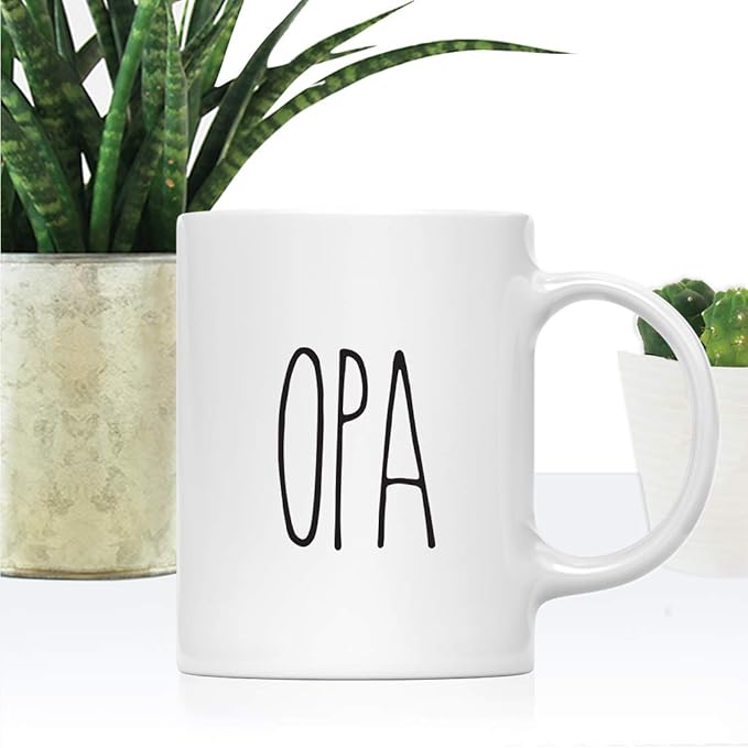 Andaz Press Simple Rustic Farmhouse Kitchen Decor 11oz. Ceramic Coffee Tea Mug Gift, Opa, 1-Pack, Birthday Christmas Gift Ideas for Family, Friends