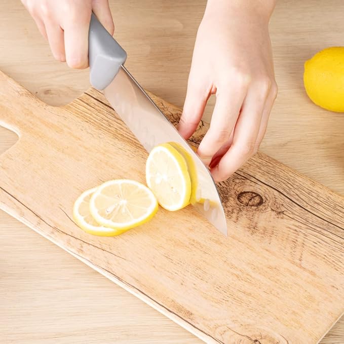Restaurantware Comfy Grip 9-Piece Knife Set 1 Sharp Knife Set - Ergonomic Handle Non-Slip Grip Gray Stainless Steel Kitchen Knife Set Dishwashable Chop Slice Or Dice Ingredients