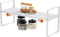 16.5-27’’L Expandable Cabinet Countertop Shelf Organizer, Stackable Metal Shelves, Kitchen Organizers and Storage, White Storage Spice Rack for Pantry and Cupboard