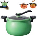 Multifunctional Large Capacity Non-Stick Pressure Cooker, Micro Pressure Cooker Pot, Non-Stick Surface, Visual Glass Lid, with Lid for Culinary Styles (Green-8L)