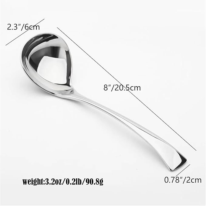 2-Pack 18/10 Stainless Steel Gravy Ladle, Sauce Ladle, with Pouring Spout, Small Soup Spoon for Gravies and Dressings, Dishwasher Safe
