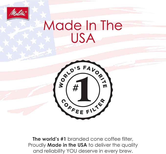 Melitta #4 Cone Coffee Filters, White, 100 Count (Pack Of 6), 600 Total Filters - Fits all 8-12 Cup Cone Coffee Makers and Pour-Overs, Compostable, Tear-Resistant, Made in USA