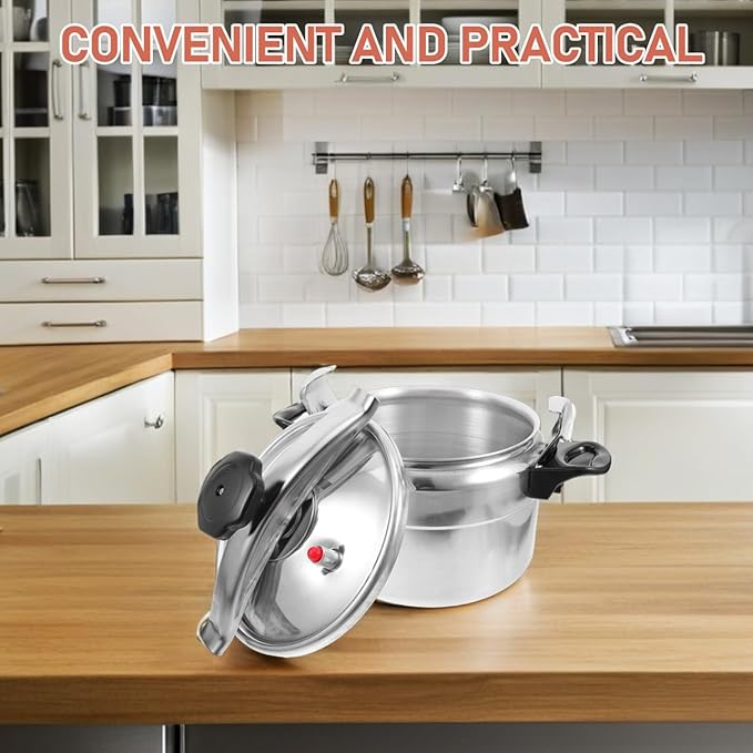 Luxshiny Stainless Steel Pressure Cooker, Gas Stove Top Pressure Canner 7L Safety Aluminum Canning Pot Household Cooker Pot Induction Cookware Pot Silver