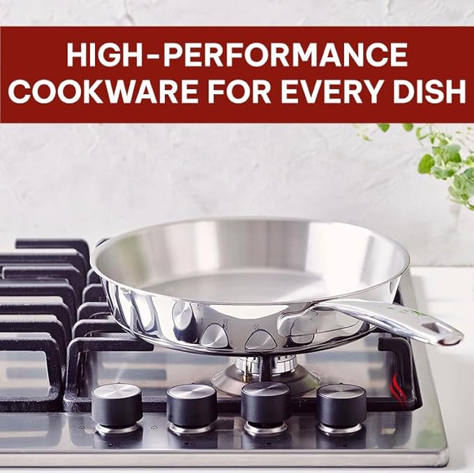 Beka Maestro Frying Pan Skillet - Stainless Steel Pan for Stainless Steel Cookware Set 5-Ply Construction, Oven Safe, Nonstick Frying Pan, Lead & Cadmium Free, Non Toxic Cookware - 9.5 Inch