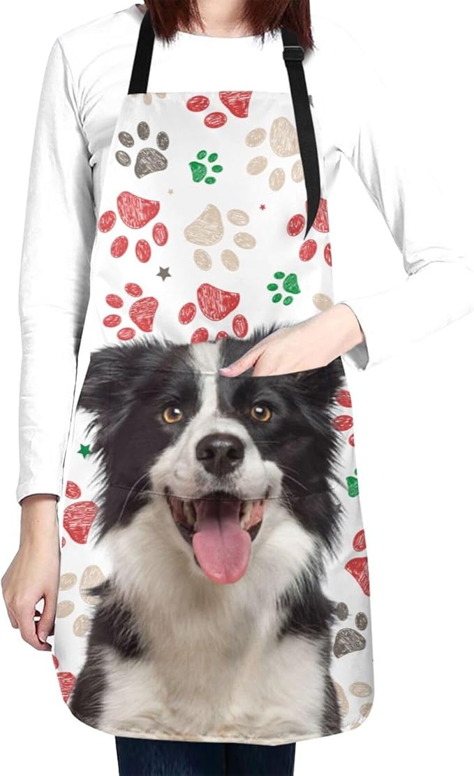 Custom Face Apron for Men Women, Personalized Photo Apron with Pockets, Customized Kitchen Aprons