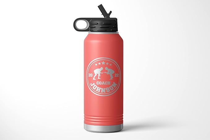 Wrestling Coach gifts, Tumbler, Coach tumbler, Wrestling gifts, Coach Beer glass, Coach gift, Coach gifts, Wrestling Coach (Wrestling Circle, Coral, 32oz Water Bottle)