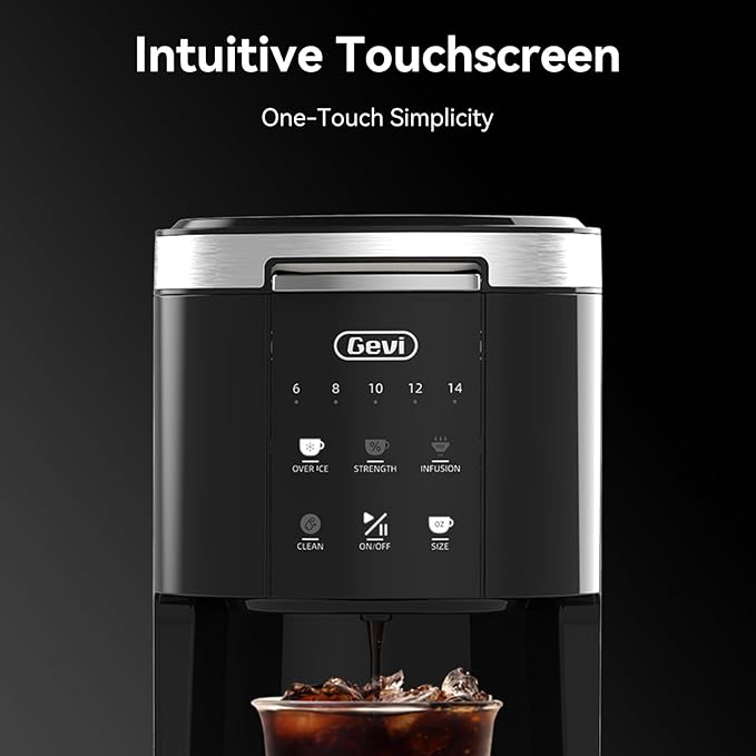 Gevi Single Serve Coffee Maker, Compatible with Pods & Ground Coffee, 40oz Removable Water Reservoir, 5 Brew Sizes (6-14oz), Compact for Kitchen Use, Black