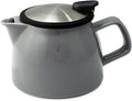 FORLIFE Bell Ceramic Teapot with Basket Infuser 16-Ounce/470ml, Gray