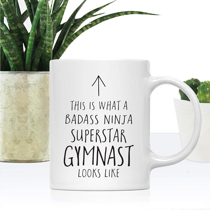 Andaz Press Funny 11oz. Ceramic Coffee Tea Mug Gift, This is What a Badass Ninja Superstar Gymnast Looks Like, 1-Pack, Birthday Christmas Gift Ideas Coworker