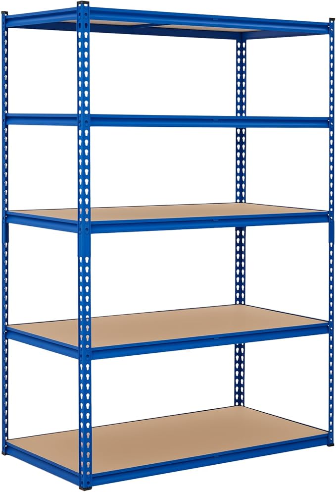 GarveeHome 5 Tier Garage Storage Shelves, 2500LBS Capacity Metal Shelving Unit for Garage, Industrial, Warehouse, Kitchen, Closet, 48" W x 24" D x 71" H, Blue