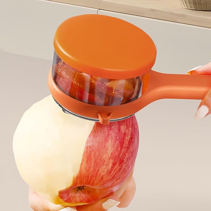 New with Box Storage Kitchen Special Fruitpeeler,Veggie Peeler with Container,Multi Functional,Easy to Carry,Suitable for Various Fruits and Vegetables (Orange)