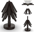 Wooden Trivets for Hot Dishes,Tree Shape Trivet Set, 4 Wooden Trivets+1 Stand, Natural FoldableKitchen Wooden Trivet for Hot Dishes、Pot、Bowl、Teapot、Hot Pot Holders (Black)