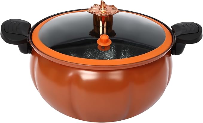 Pumpkin Micro Pressure Cooker Fast Cooking Cookware, 8L Large Capacity Microwave Kitchenware with Detachable Handle, One-Hand Operating Glass Lid and Handle, Micro Pressure Cookware for Stovetops