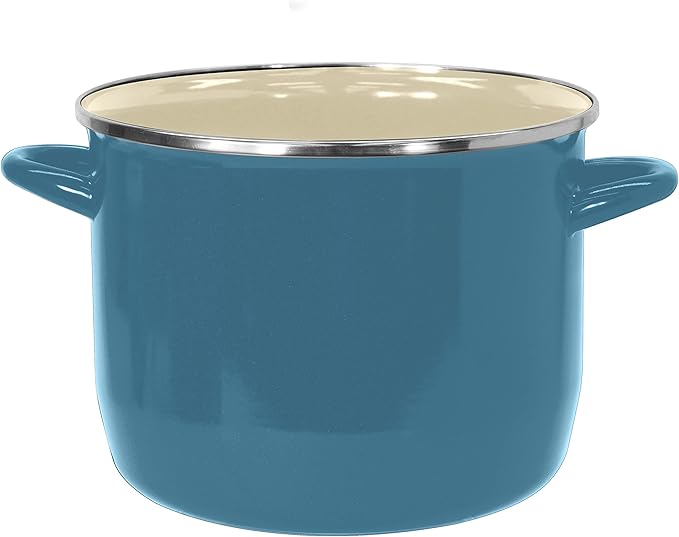Vasconia EOS 8-Quart Stockpot with Glass Lid (Teal) Soup Pot for All Ranges, Dishwasher & Oven Safe up to 350°F - Non-Reactive Enameled Interior Pot for Gumbo, Stew, Boil, Pasta, Chili