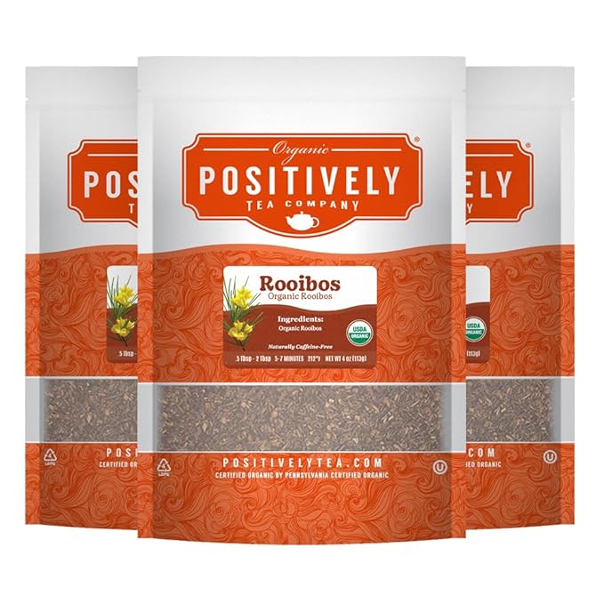 Organic Positively Tea Company, Rooibos Tea Sampler, Loose Leaf, 4 Ounce, 3 Pack