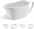 Kook Gravy Boat, Ceramic Serving Dish, Dispenser for Sauces, Dressings and Creamer, Large Handle, Microwave and Dishwasher Safe, 14 oz, White
