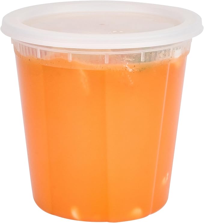 Restaurantware Plastic Food Container 100 Pack of 32 oz Clear Microwave-Safe Storage Container With Lid Leakproof Round Shape Disposable Freezer-Safe