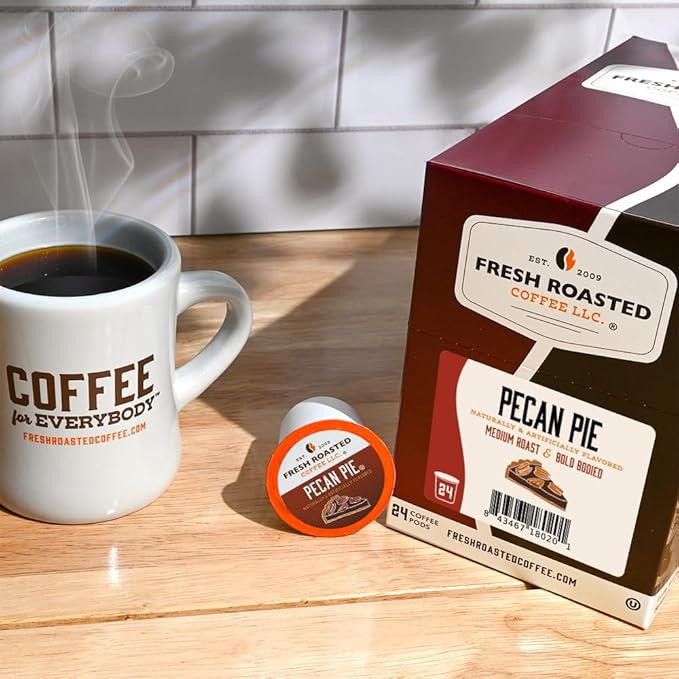 Fresh Roasted Coffee,Pecan Pie, Flavored Coffee Pods, K-Cup Compatible, 24 Count