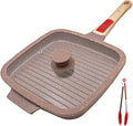 Nonstick Griddle Pan with Lid 10 Inch, Ceramic Coating, Detachable Handle, PFOA Free, Brown