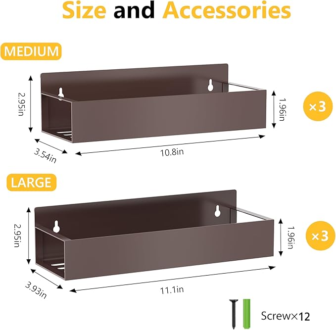 Magnetic Spice Rack Organizer for Fridge Seasoning Organizer for Kitchen storage with Screw Magnetic Shelf for Refrigerator and Oven(6pack-Bronze)