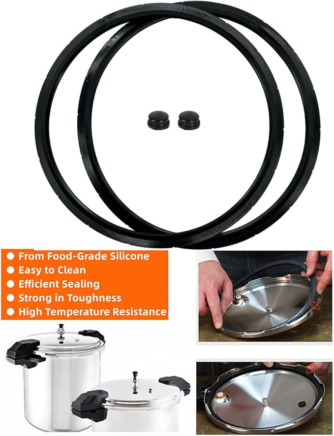 2-Pack 09924 Pressure Canner Sealing Ring & Overpressure Plug for Presto 0128206 0128202 0128203 0128204 0128303 0126306 Pressure Cooker 6 8 Quart Cooker Pressure Canner Parts