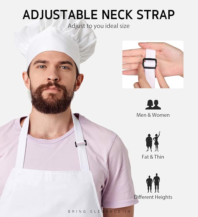 Syntus 4 Pack Adjustable Bib Apron with 2 Pockets Cooking Kitchen Aprons for Women Men Chef