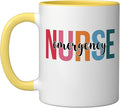 Emergency Nurse Mugs For Womens ER Nurse Gifts Ceramic Mug, Yellow/White