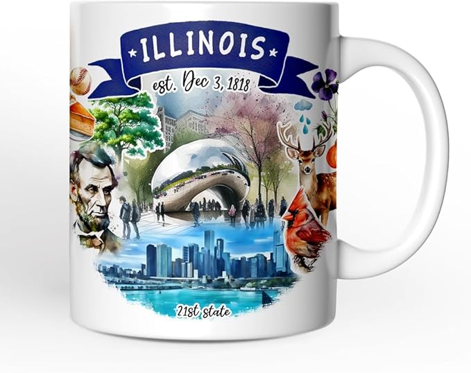 OrnamentallyYou Artistic Illinois State Themes and Landmarks Mug