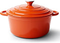 4.5 Quart Dutch Oven Pot with Lid, Non Stick Enameled Cast Iron Dutch Oven for Bread Baking, Heavy-Duty, Oven Safe Ceramic Cookware Up to 500°F for Baking, Braising, Stews, Roasting, Orange