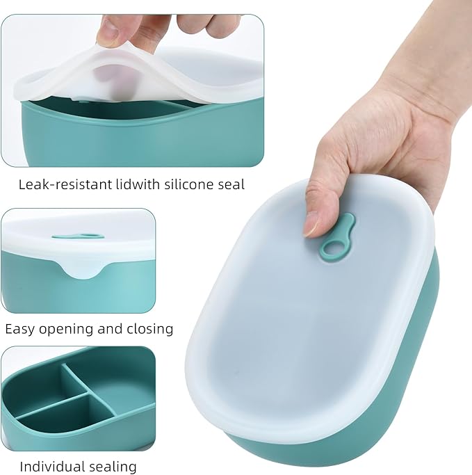 Bento Box, Ideal Leakproof Lunch Box Containers for Adults Men Women with 3 Compartments, Durable Lunch Containers for Family