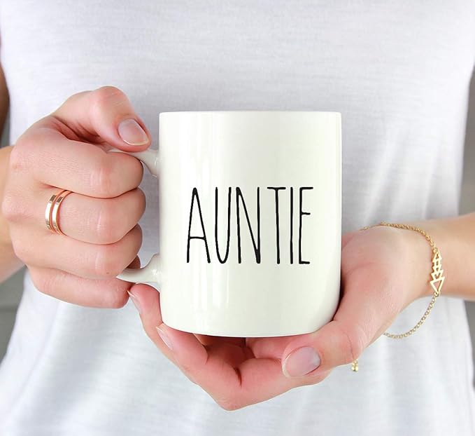 Andaz Press Simple Rustic Farmhouse Kitchen Decor 11oz. Ceramic Coffee Tea Mug Gift, Auntie, 1-Pack, Birthday Christmas Gift Ideas for Family, Friends